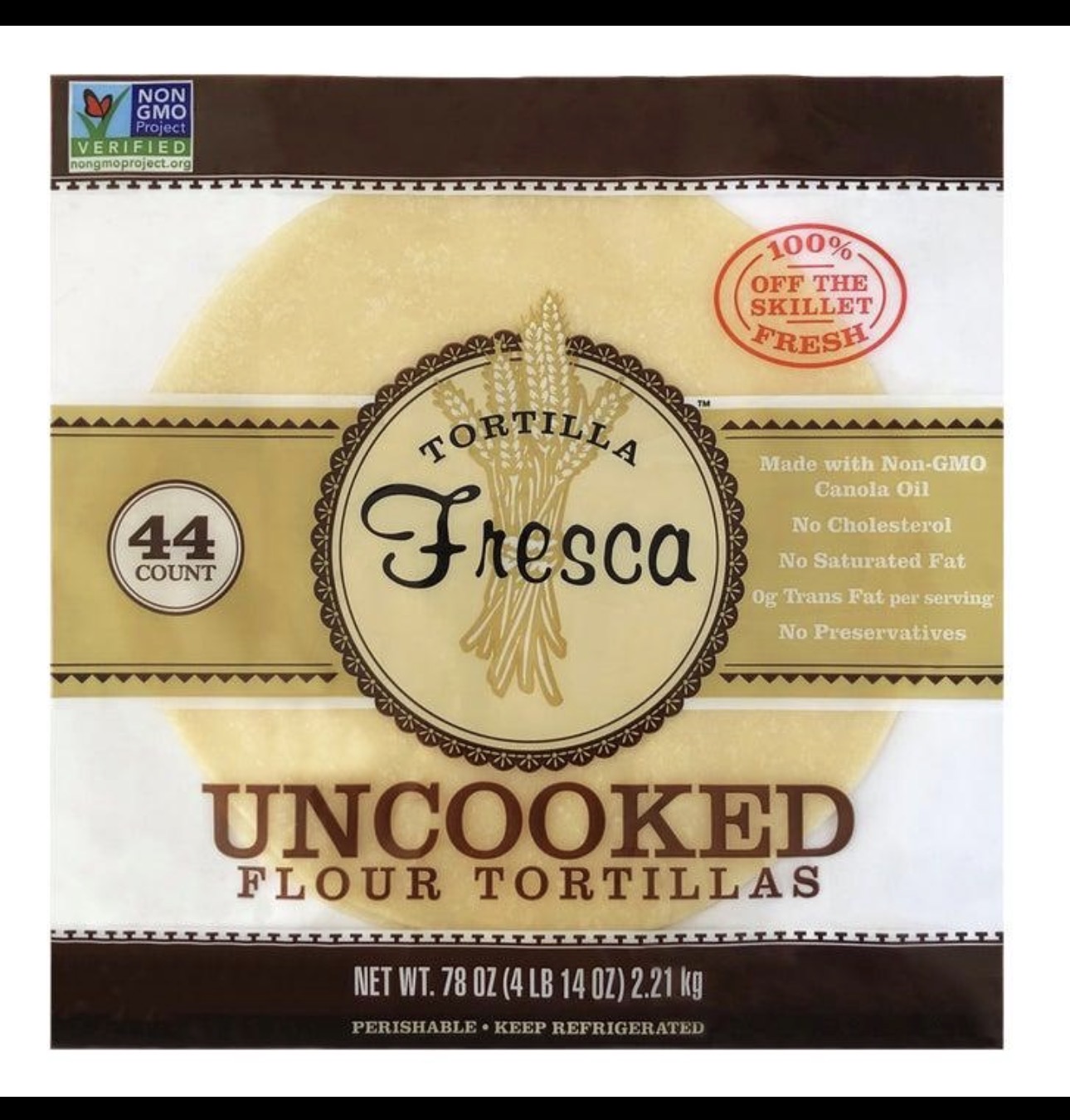 Uncooked flour tortillas 44ct